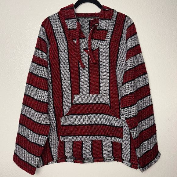 Mexican Baja Hoodie Sweater red and gray unisex - Picture 5 of 16